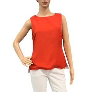TED BAKER London Burnt Orange Sleeveless Top Snap Shoulders Lined Sz 2